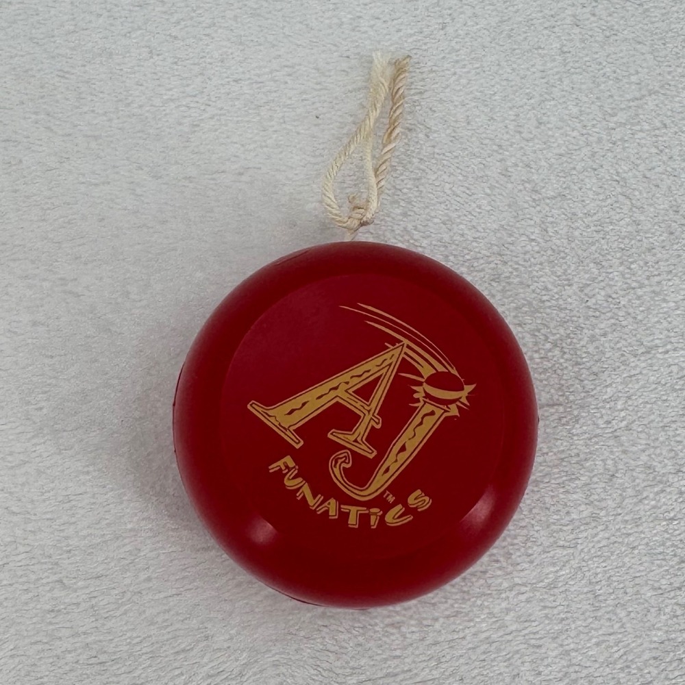 Vintage AJ‎ Funatics Yo-Yo Red & Gold Graphic 90's Retro Novelty Toy Skill Game